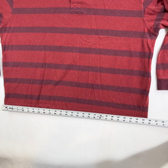 Polo St. John's Bay Men's XL Sueded Jersey Striped 2- Button Henley Long Sleeve - Picture 7 of 10
